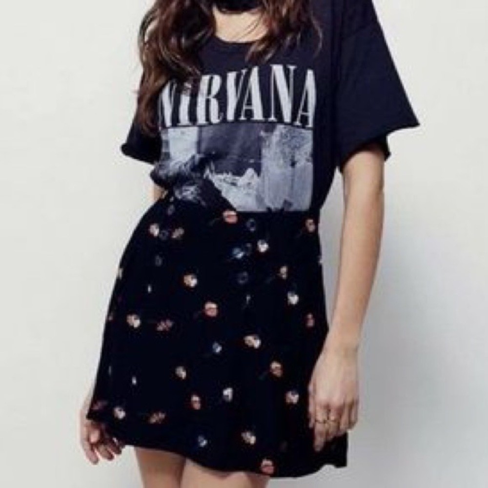 NWOT Free People Floral Pleated Mini Skirt